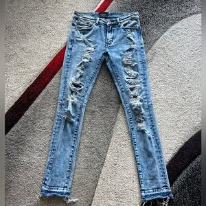 Patron Saint Of Corpus Acid Wash Distressed Skinny Jeans